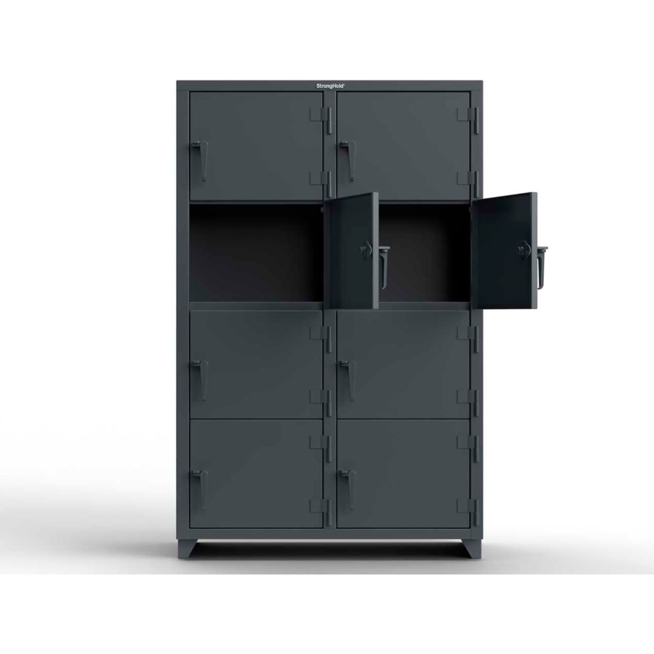 Strong Hold 4-Tier 8 Door Extra Heavy Duty Locker, 48"W x 24"D x 75"H, Dark Gray, Assembled