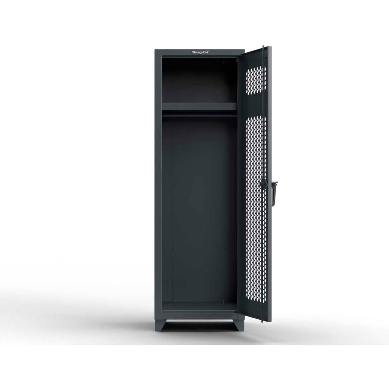 1-Tier 1 Door Extra HD Ventilated Locker, 24"W x 24"D x 75"H, Dark Gray, Assembled