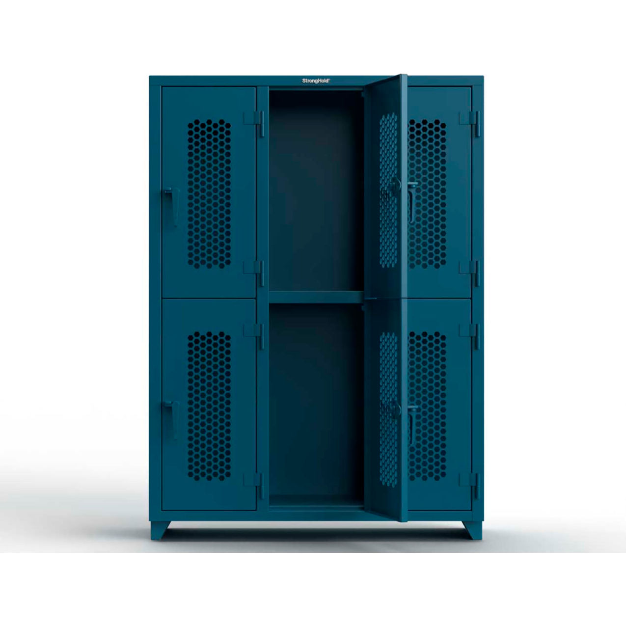 2-Tier 6 Door Extra HD Ventilated Locker, 54"W x 18"D x 75"H, Blue, Assembled