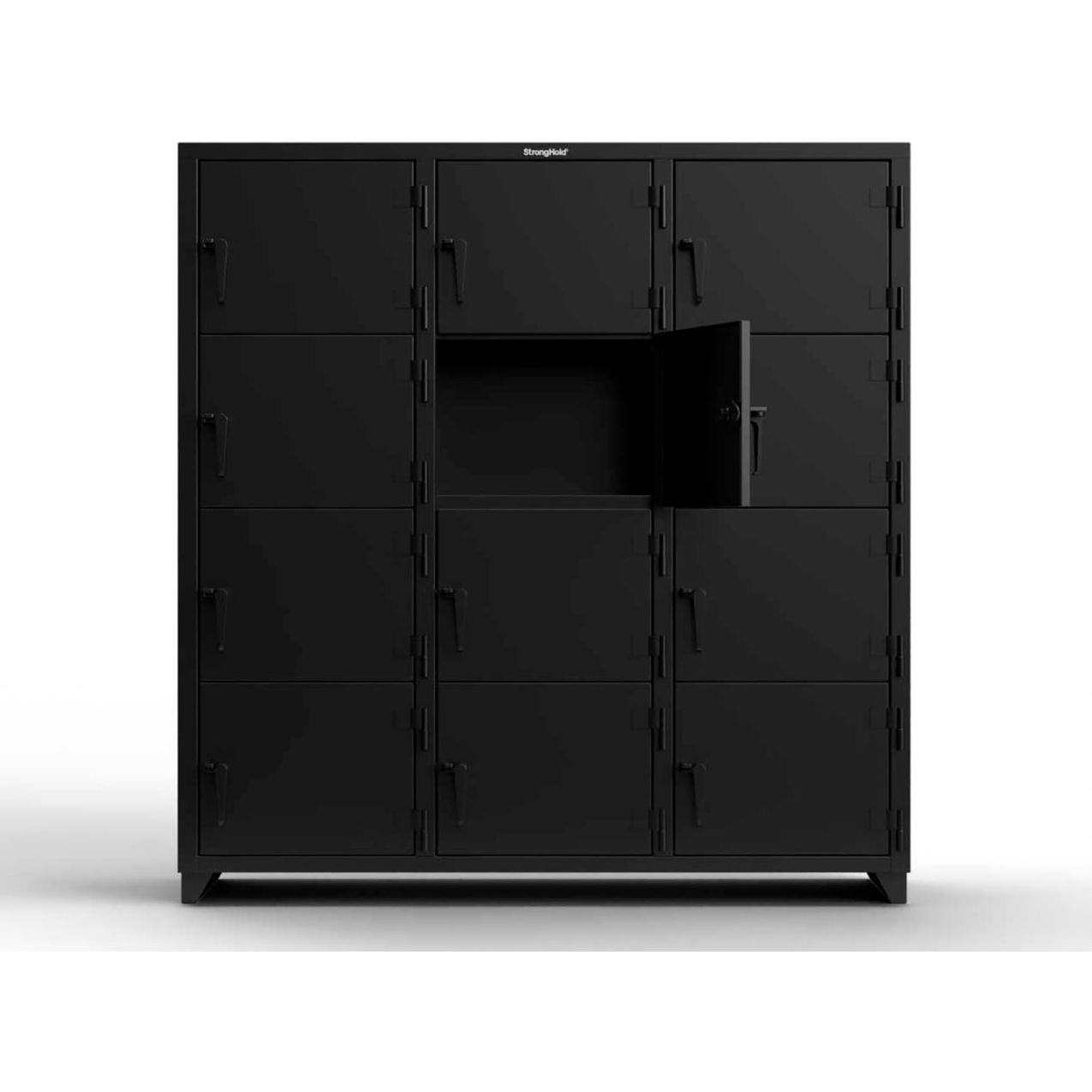 Strong Hold 4-Tier 12 Door Extra Heavy Duty Locker, 72"W x 24"D x 75"H, Black, Assembled