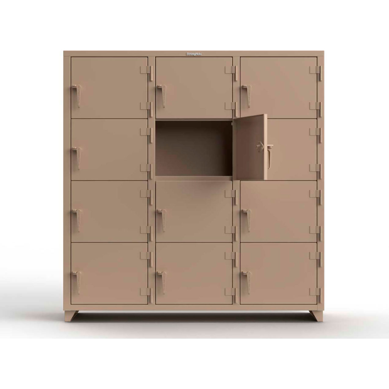 Strong Hold 4-Tier 12 Door Extra Heavy Duty Locker, 72"W x 24"D x 75"H, Beige, Assembled