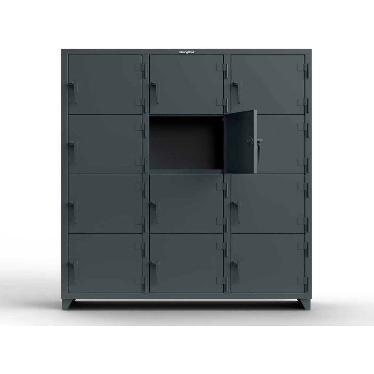 4-Tier 12 Door Extra Heavy Duty Locker, 72"W x 24"D x 75"H, Dark Gray