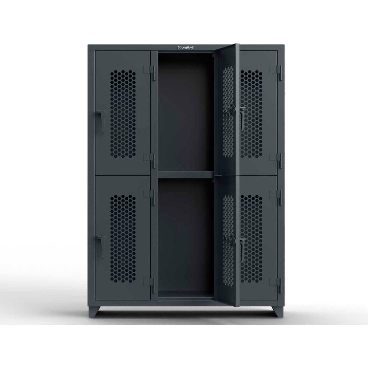 2-Tier 6 Door Extra HD Ventilated Locker, 54"W x 18"D x 75"H, Dark Gray, Assembled