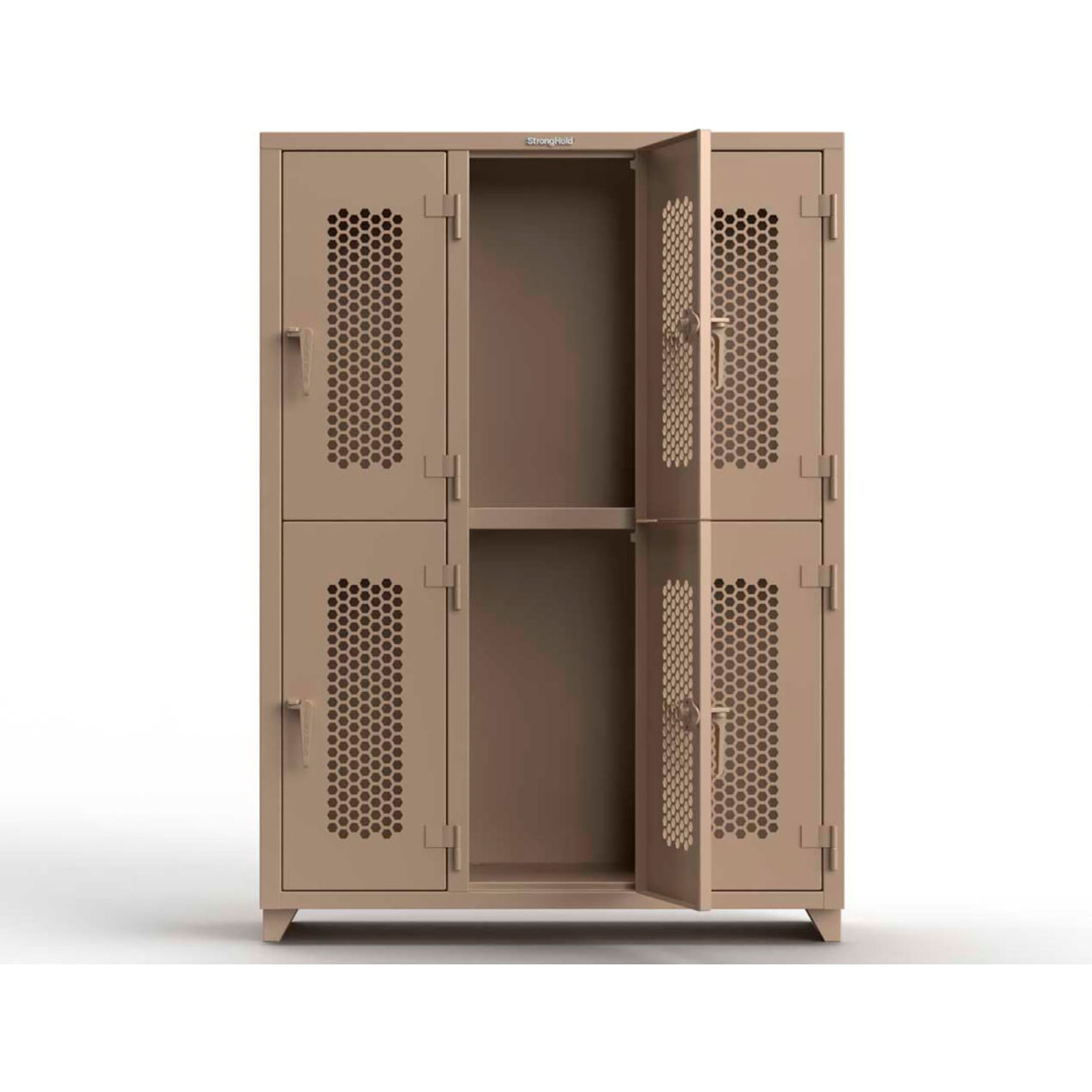 2-Tier 6 Door Extra HD Ventilated Locker, 54"W x 18"D x 75"H, Beige, Assembled