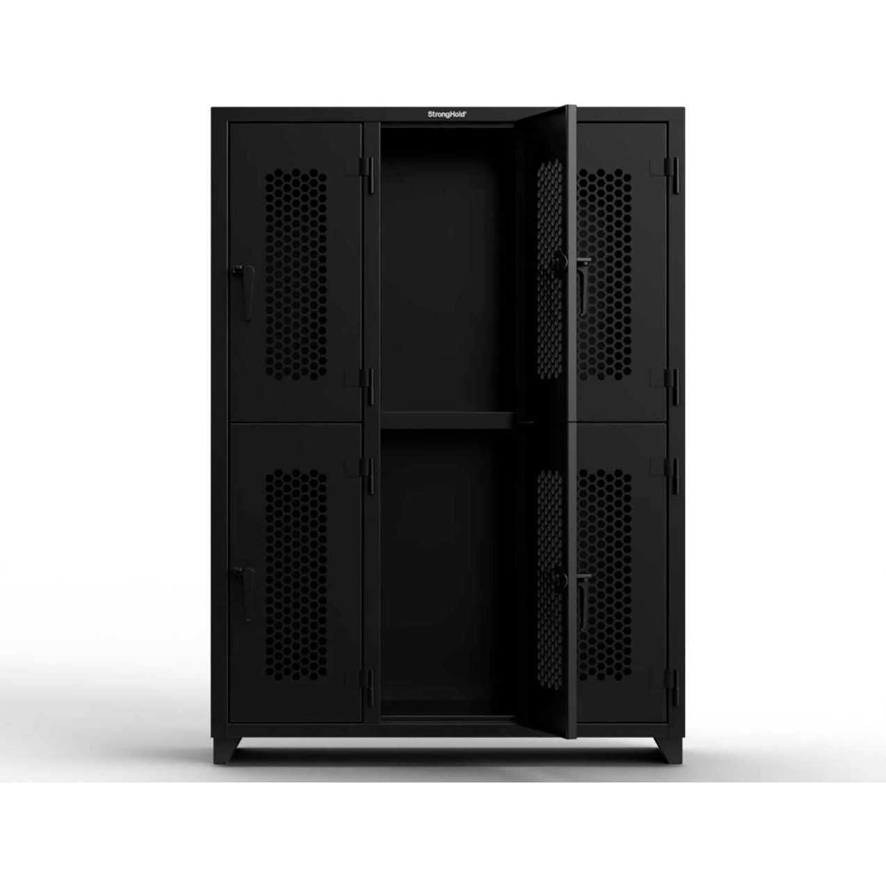 2-Tier 6 Door Extra HD Ventilated Locker, 54"W x 18"D x 75"H, Black, Assembled