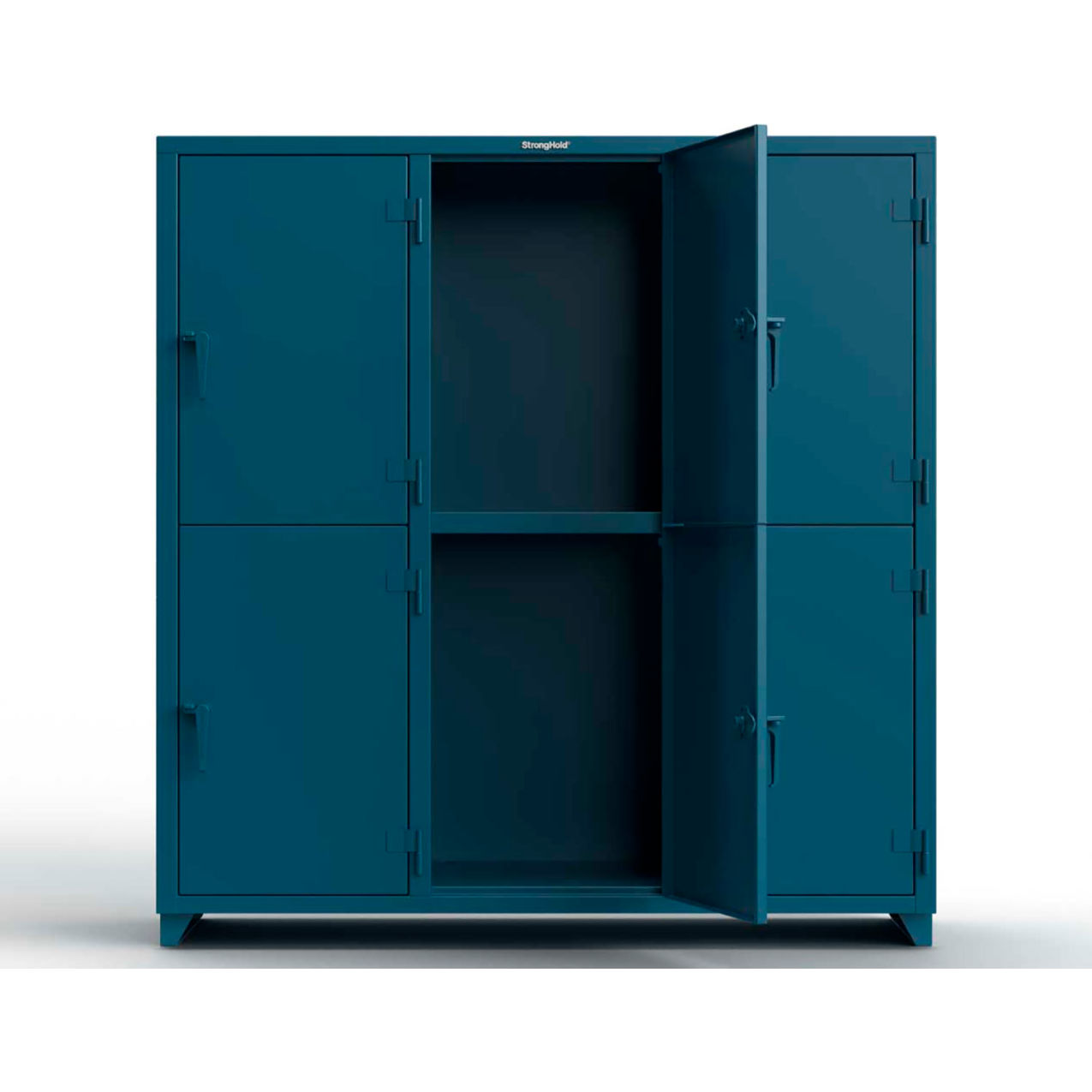 Strong Hold 2-Tier 6 Door Extra Heavy Duty Locker, 72"W x 24"D x 75"H, Blue