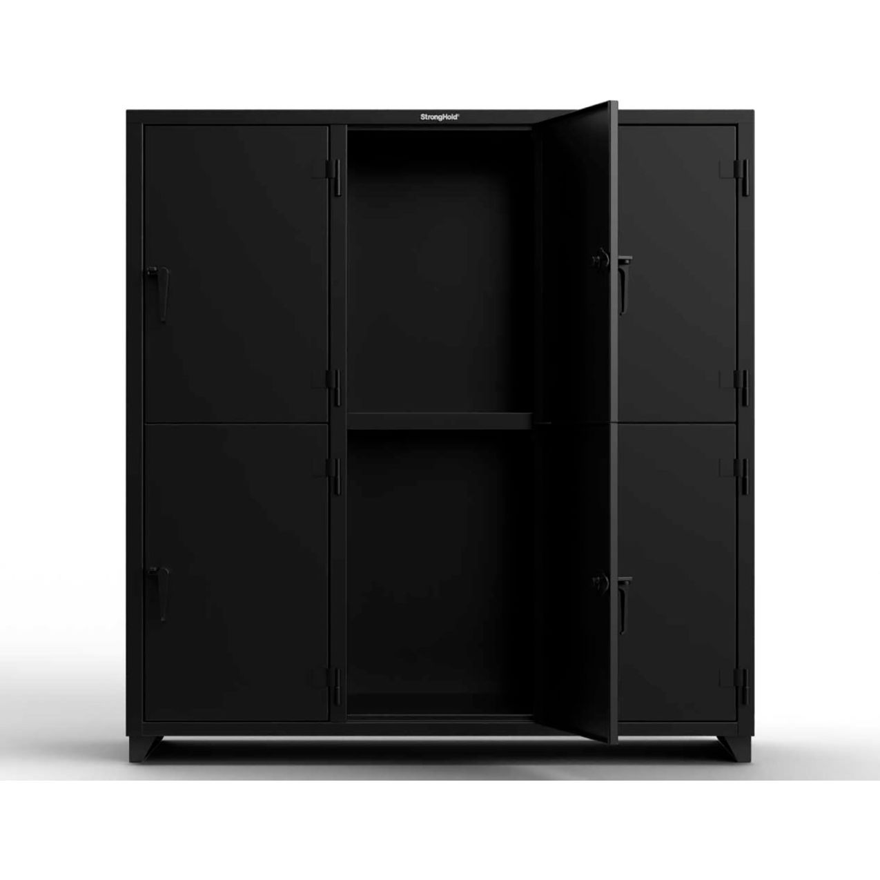 2-Tier 6 Door Extra Heavy Duty Locker, 72"W x 24"D x 75"H, Black, Assembled