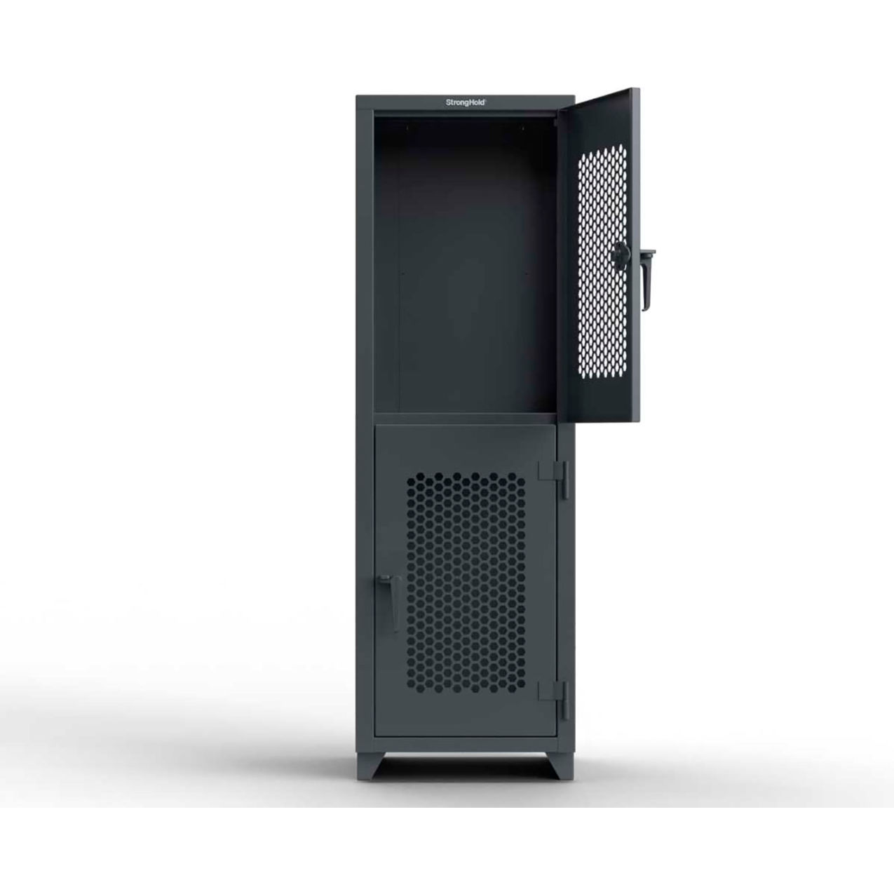 2-Tier 2 Door Extra HD Ventilated Locker, 24"W x 24"D x 75"H, Dark Gray, Assembled