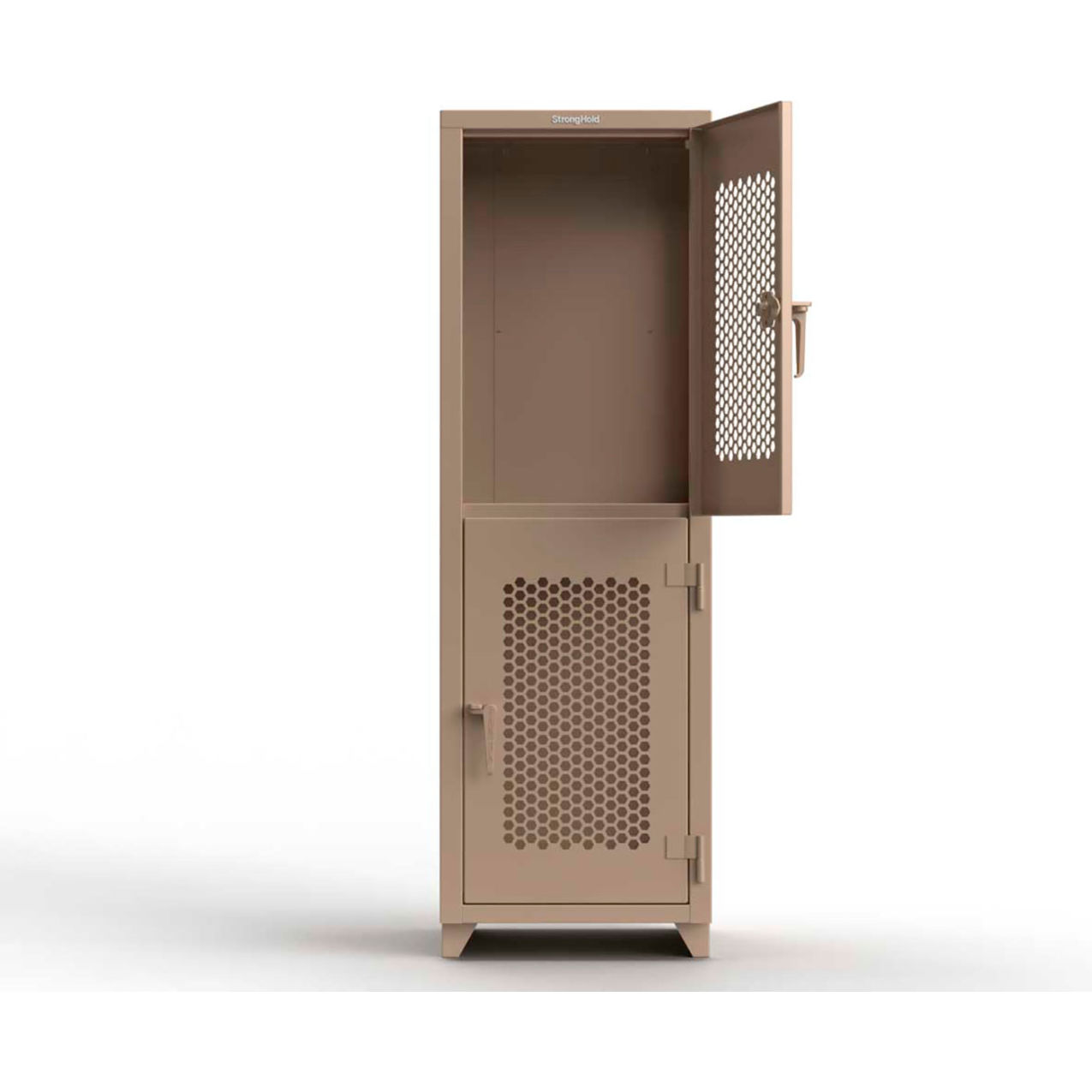 2-Tier 2 Door Extra HD Ventilated Locker, 24"W x 24"D x 75"H, Beige, Assembled