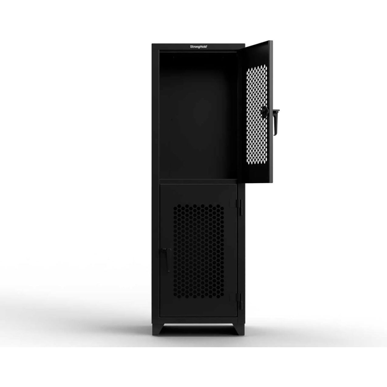 2-Tier 2 Door Extra HD Ventilated Locker, 24"W x 24"D x 75"H, Black, Assembled
