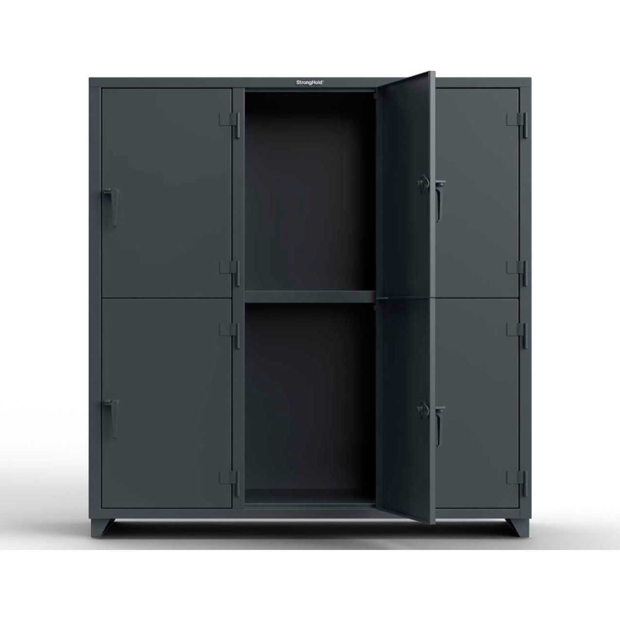 2-Tier 6 Door Extra Heavy Duty Locker, 72"W x 24"D x 75"H, Dark Gray, Assembled