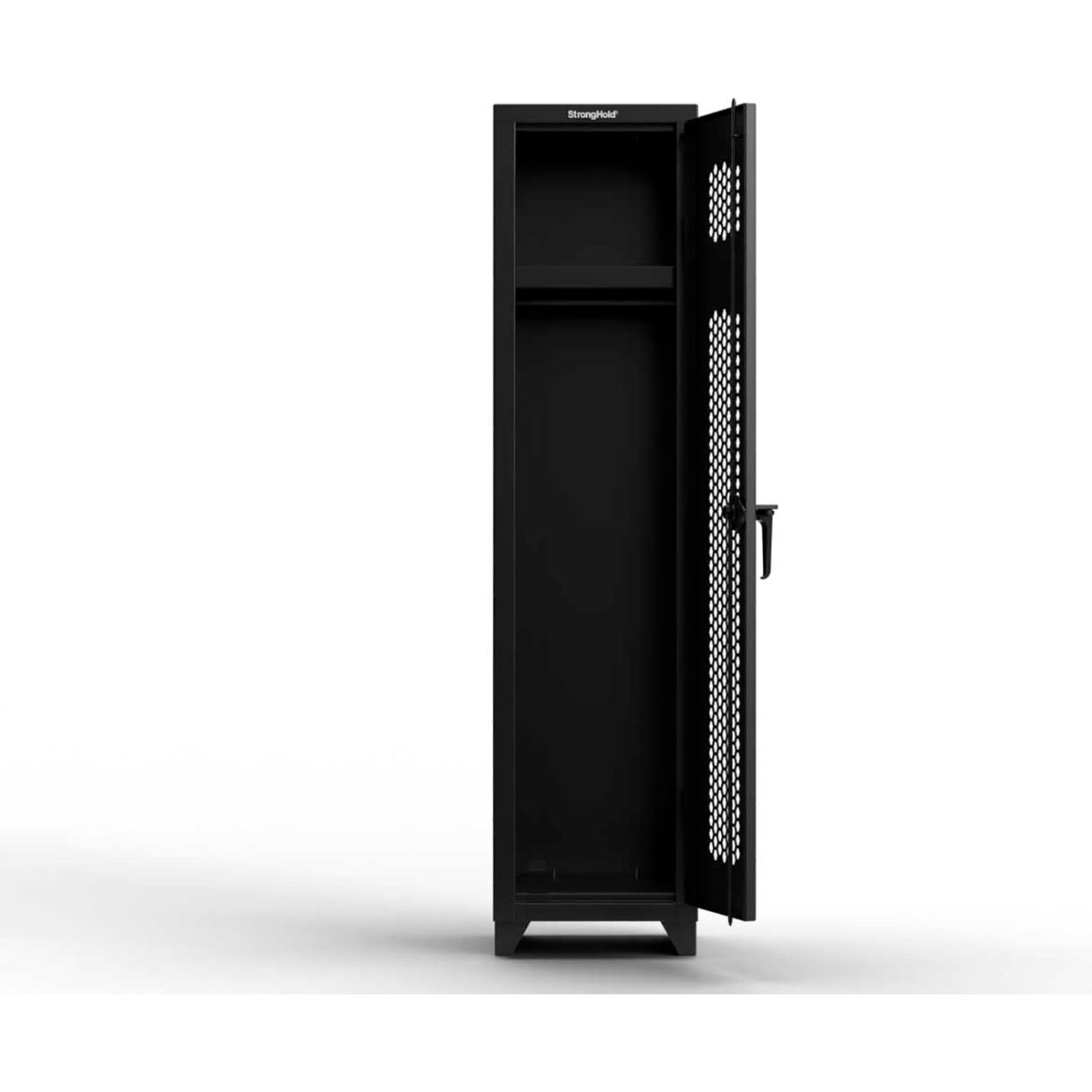1-Tier 1 Door Extra HD Ventilated Locker, 18"W x 18"D x 75"H, Black, Assembled