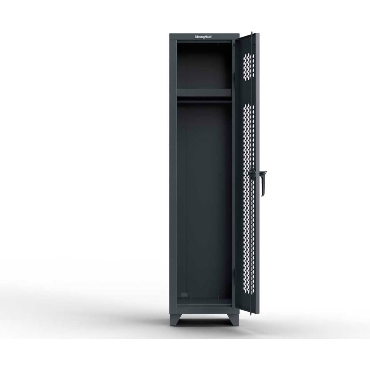 1-Tier 1 Door Extra HD Ventilated Locker, 18"W x 18"D x 75"H, Dark Gray, Assembled