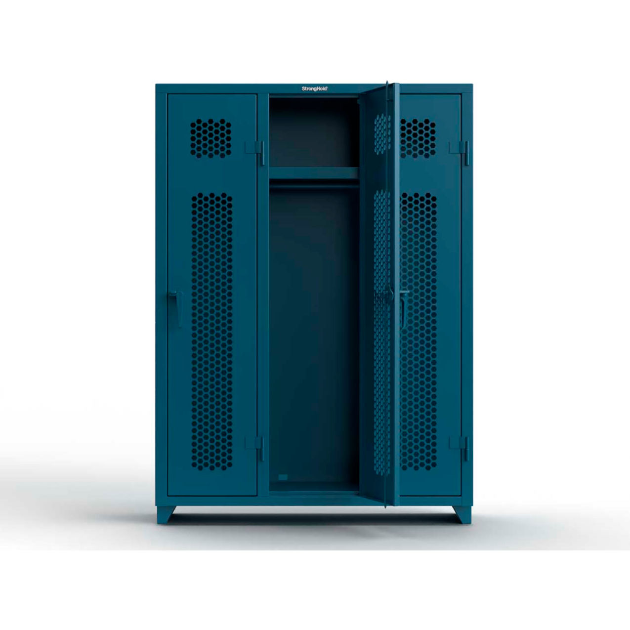 1-Tier 3 Door Extra HD Ventilated Locker, 54"W x 18"D x 75"H, Blue, Assembled
