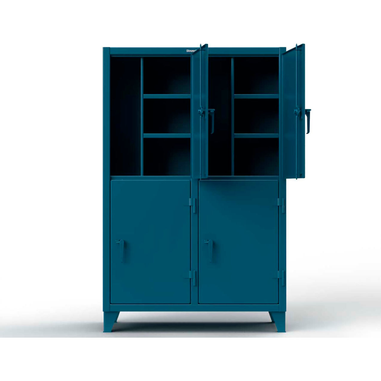 Strong Hold 2-Tier 4 Door Extreme Duty Locker, 8 Shelves, Blue, Assembled