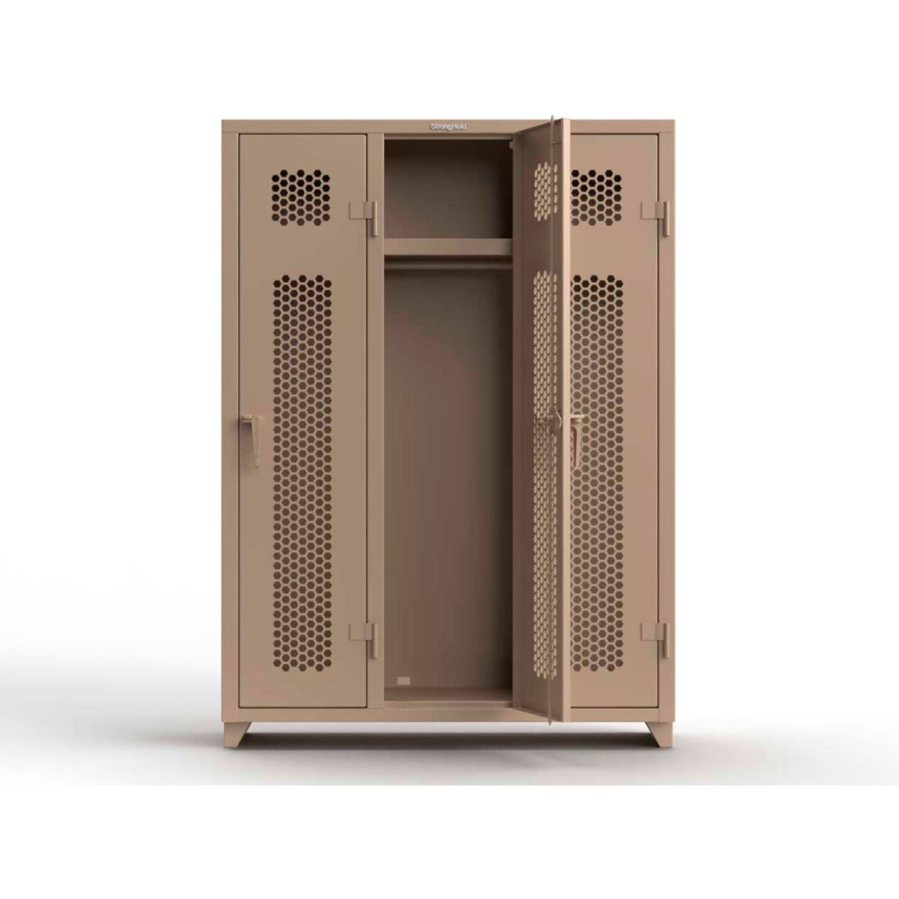 1-Tier 3 Door Extra HD Ventilated Locker, 54"W x 18"D x 75"H, Beige, Assembled