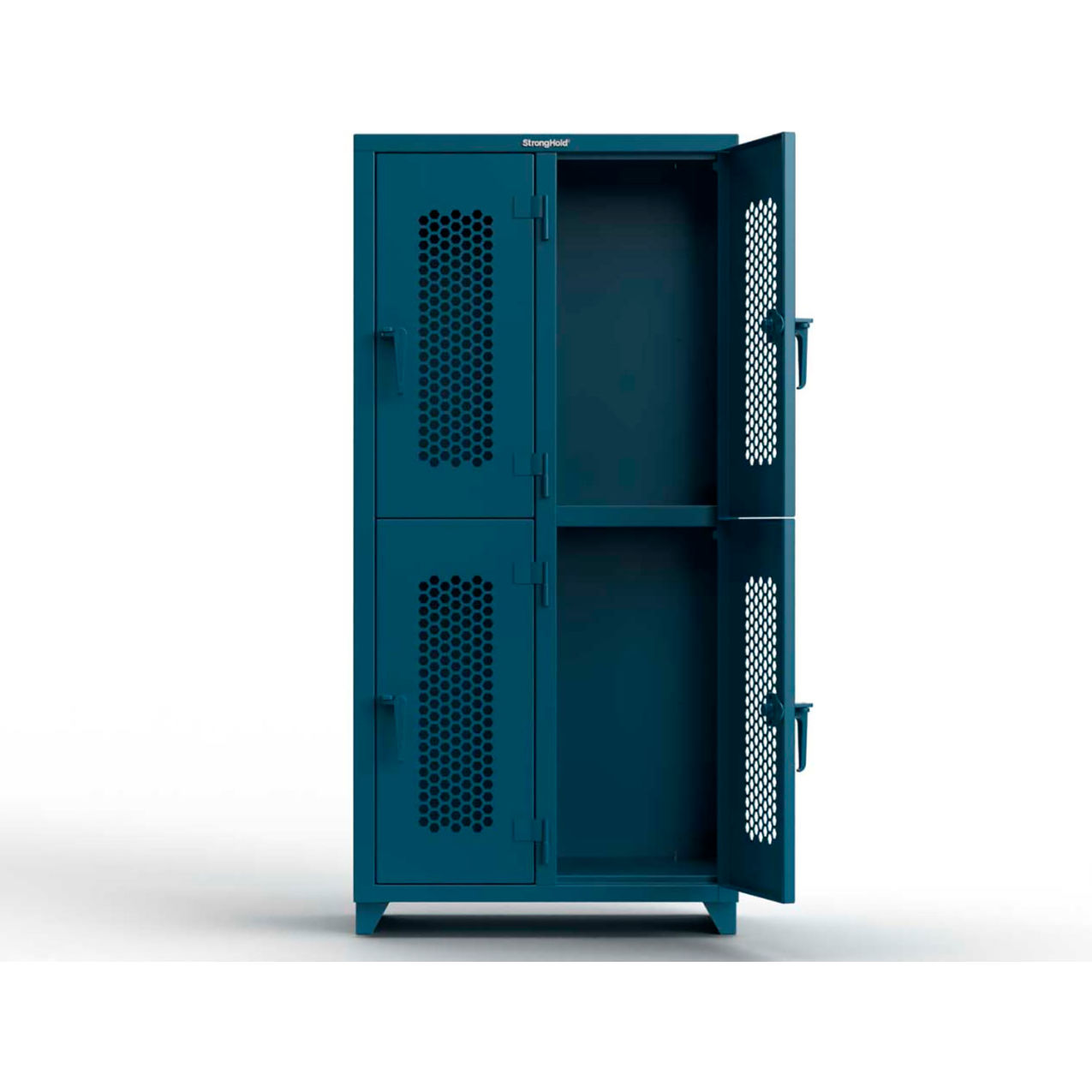 2-Tier 4 Door Extra HD Ventilated Locker, 36"W x 18"D x 75"H, Blue, Assembled