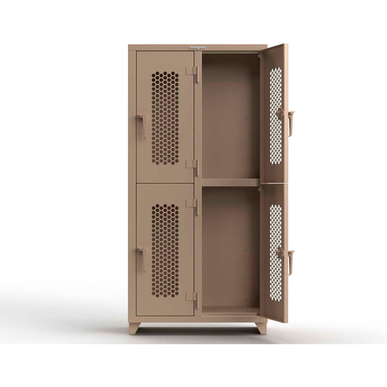2-Tier 4 Door Extra HD Ventilated Locker, 36"W x 18"D x 75"H, Beige, Assembled