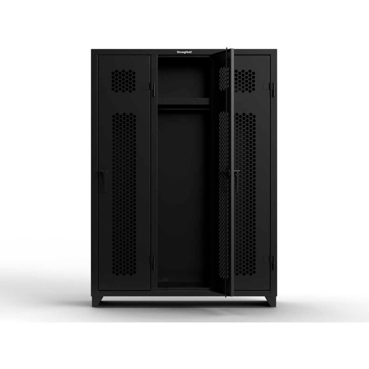 1-Tier 3 Door Extra HD Ventilated Locker, 54"W x 18"D x 75"H, Black, Assembled