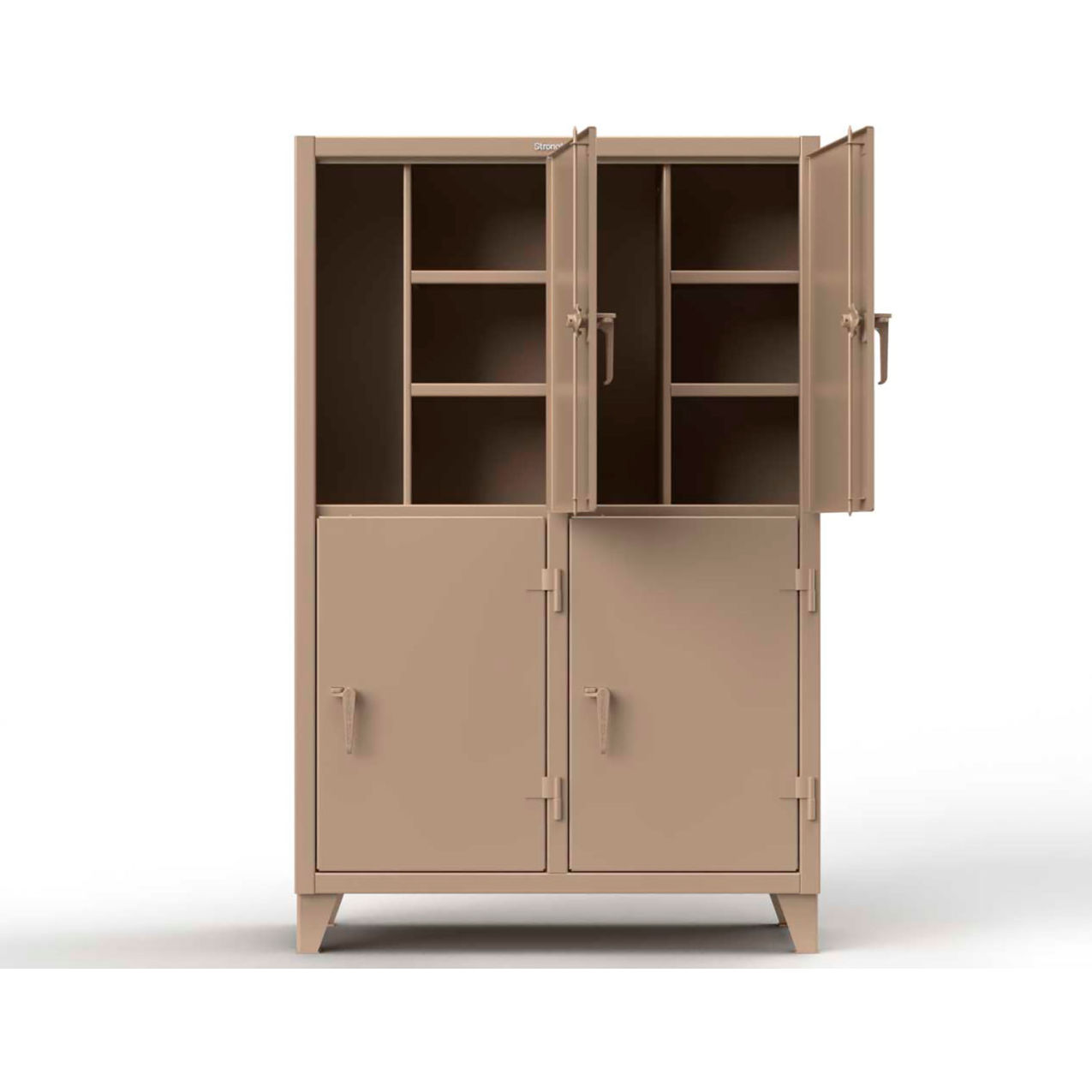 Strong Hold 2-Tier 4 Door Extreme Duty Locker, 8 Shelves, 50"W x 24"D x 78"H, Beige, Assembled
