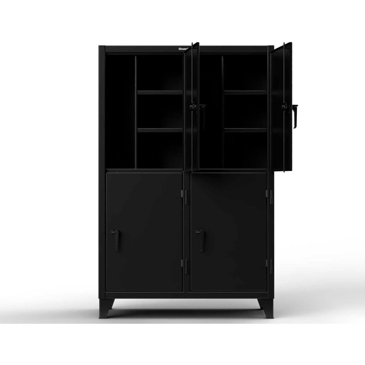 2-Tier 4 Door Extreme Duty Locker, 8 Shelves, 50"W x 24"D x 78"H, Black, Assembled