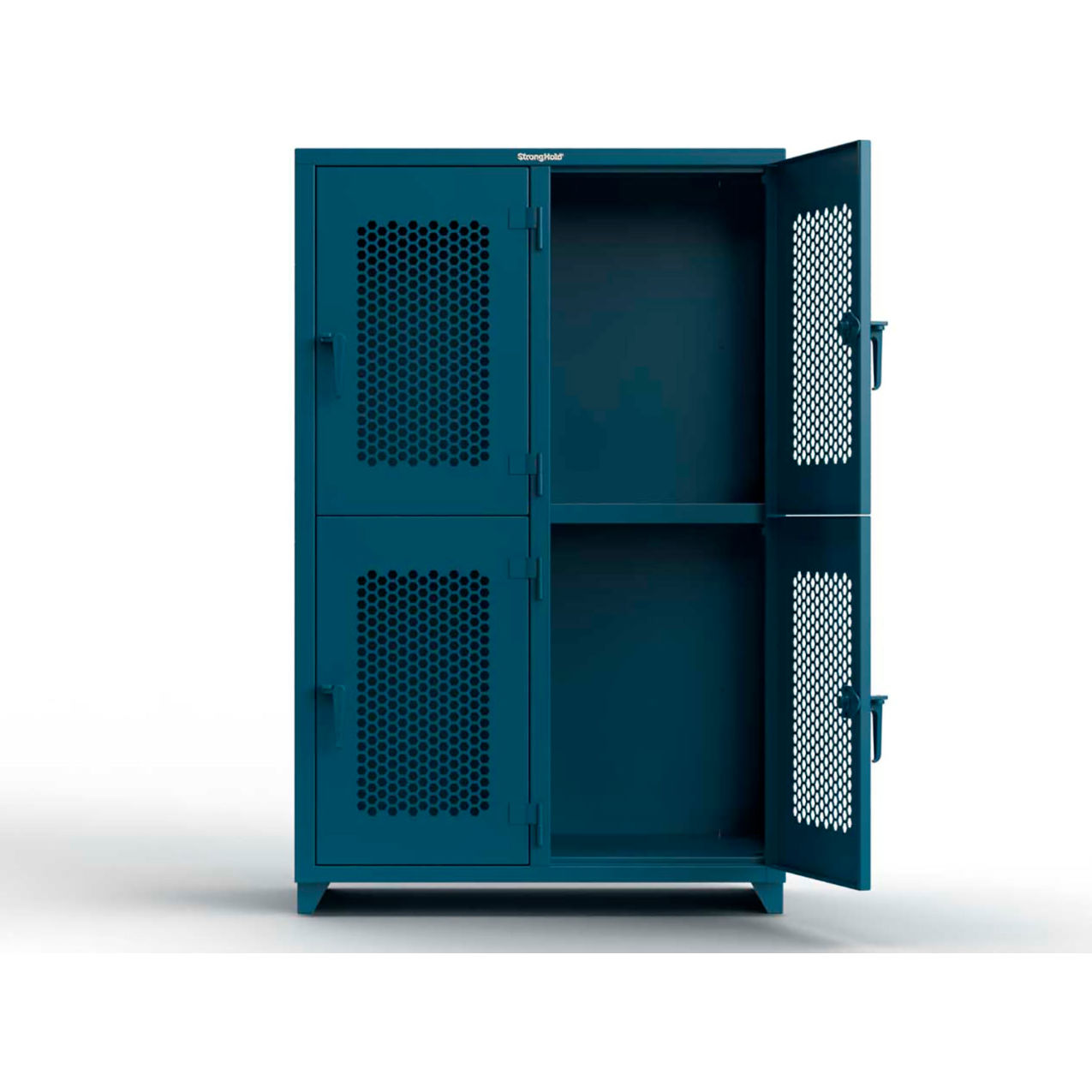 2-Tier 4 Door Extra HD Ventilated Locker, 48"W x 24"D x 75"H, Blue, Assembled