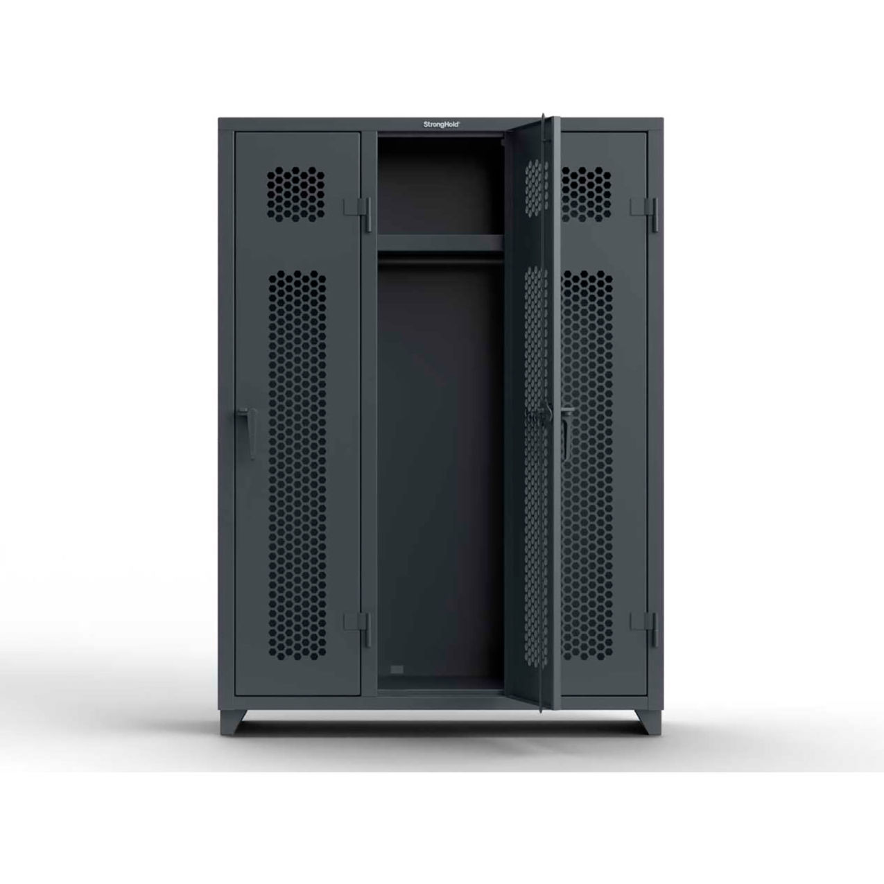 1-Tier 3 Door Extra HD Ventilated Locker, 54"W x 18"D x 75"H, Dark Gray, Assembled