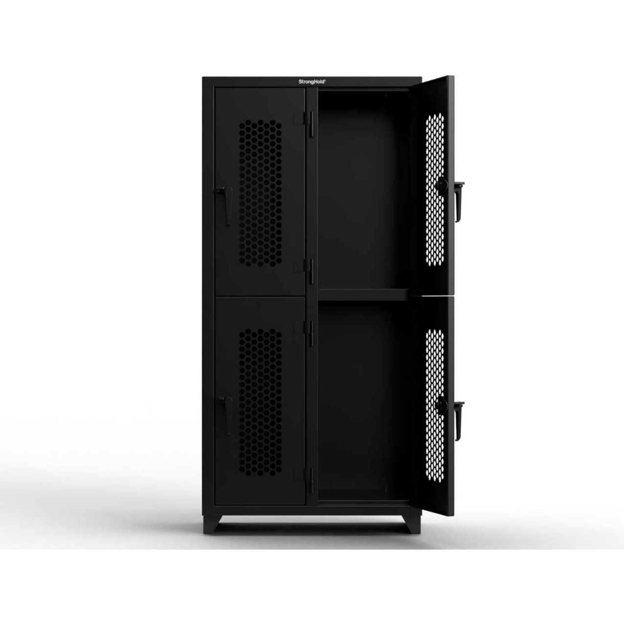 2-Tier 4 Door Extra HD Ventilated Locker, 36"W x 18"D x 75"H, Black, Assembled