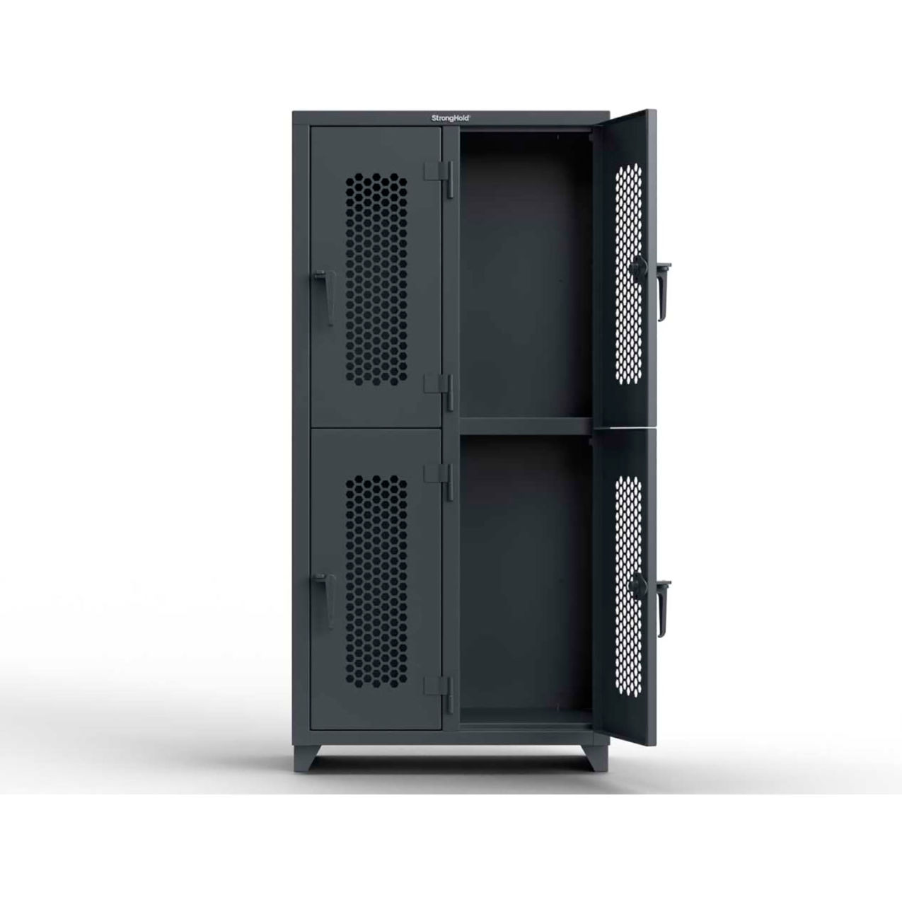 2-Tier 4 Door Extra HD Ventilated Locker, 36"W x 18"D x 75"H, Dark Gray, Assembled