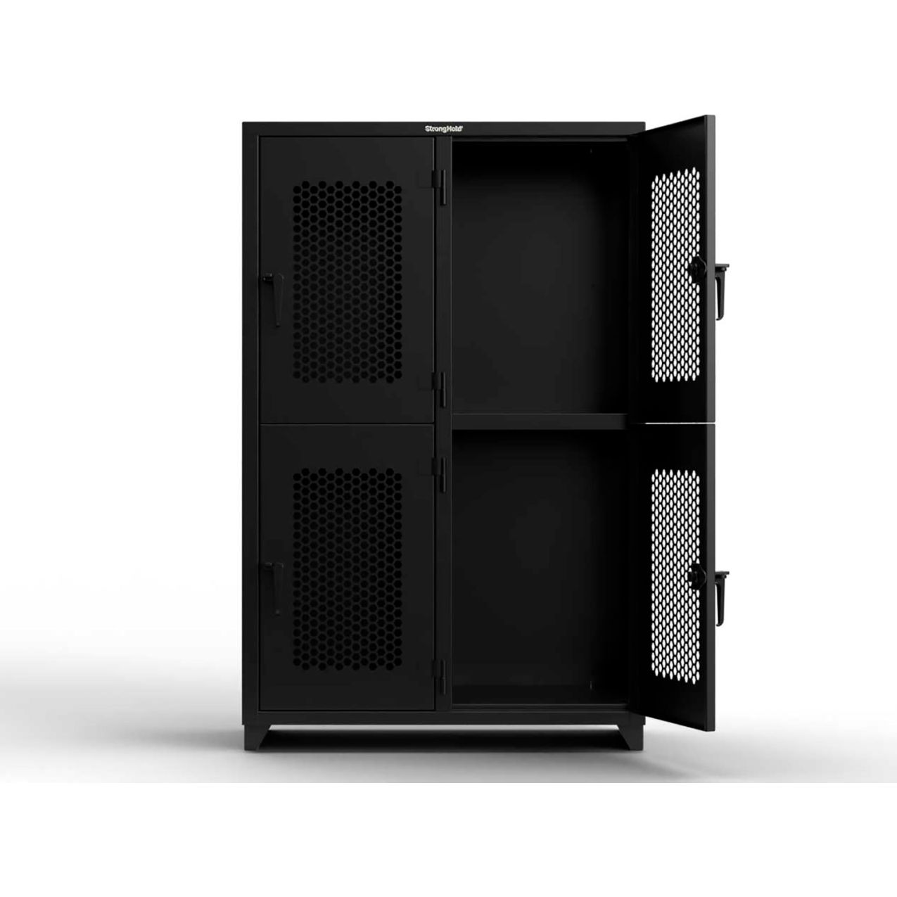2-Tier 4 Door Extra HD Ventilated Locker, 48"W x 24"D x 75"H, Black, Assembled
