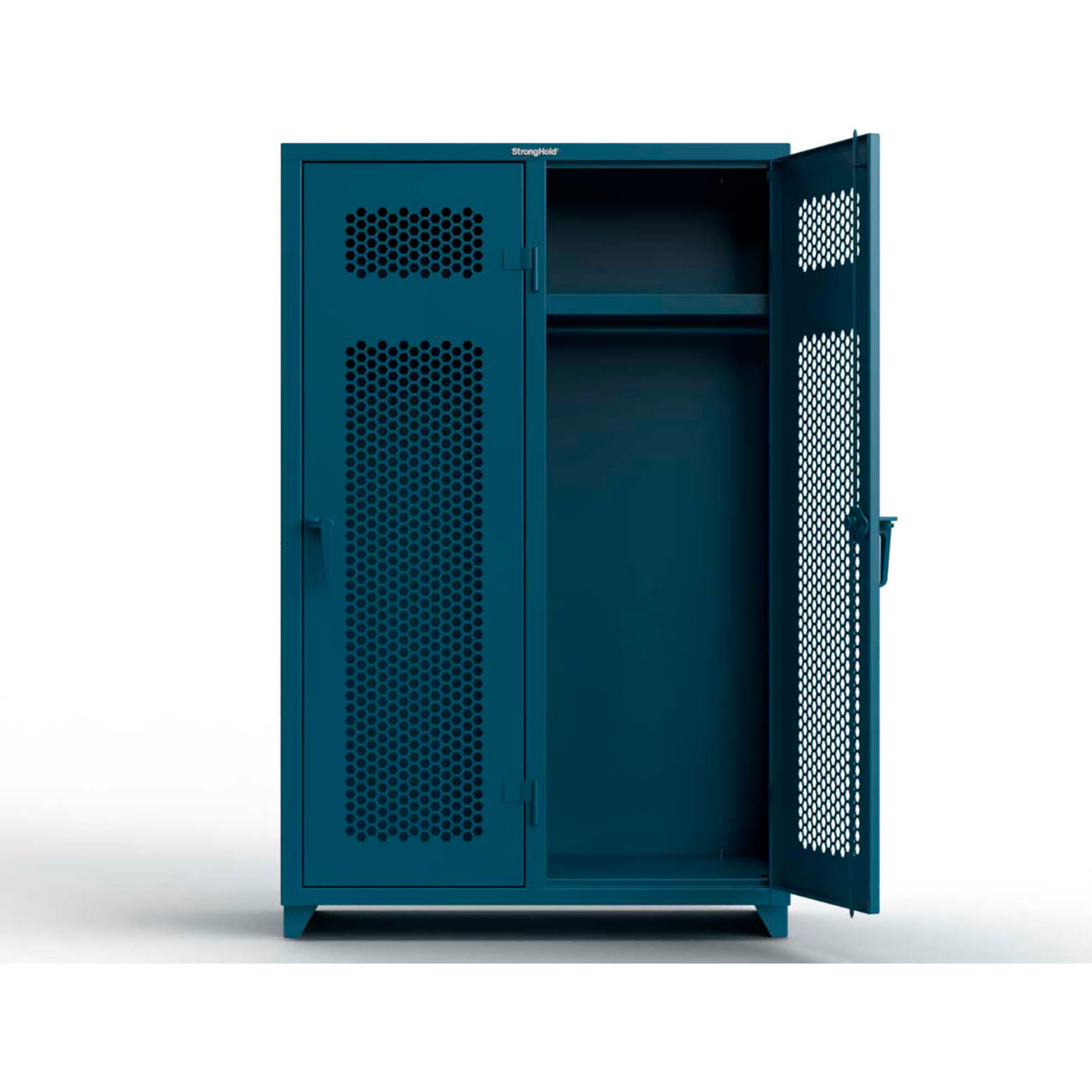 1-Tier 2 Door Extra HD Ventilated Locker, 48"W x 24"D x 75"H, Blue, Assembled