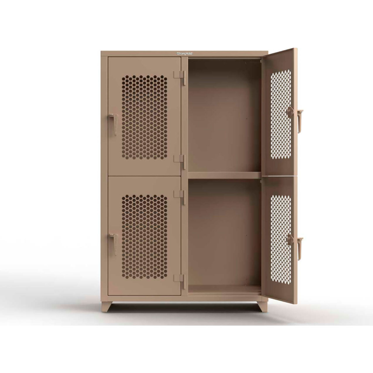 2-Tier 4 Door Extra HD Ventilated Locker, 48"W x 24"D x 75"H, Beige, Assembled