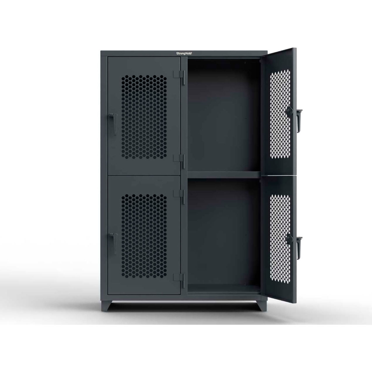 2-Tier 4 Door Extra HD Ventilated Locker, 48"W x 24"D x 75"H, Dark Gray, Assembled