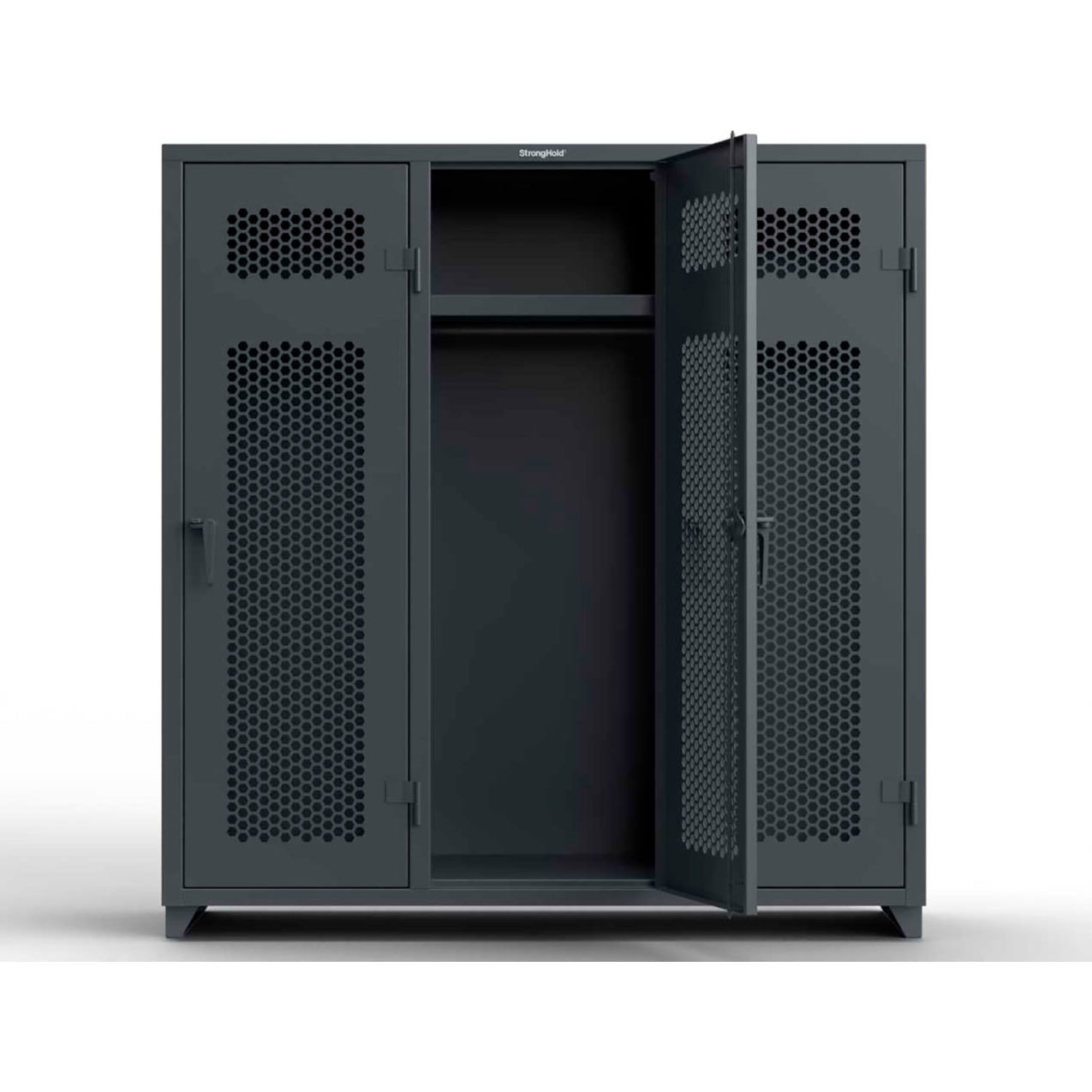1-Tier 3 Door Extra HD Ventilated Locker, 72"W x 24"D x 75"H, Dark Gray, Assembled