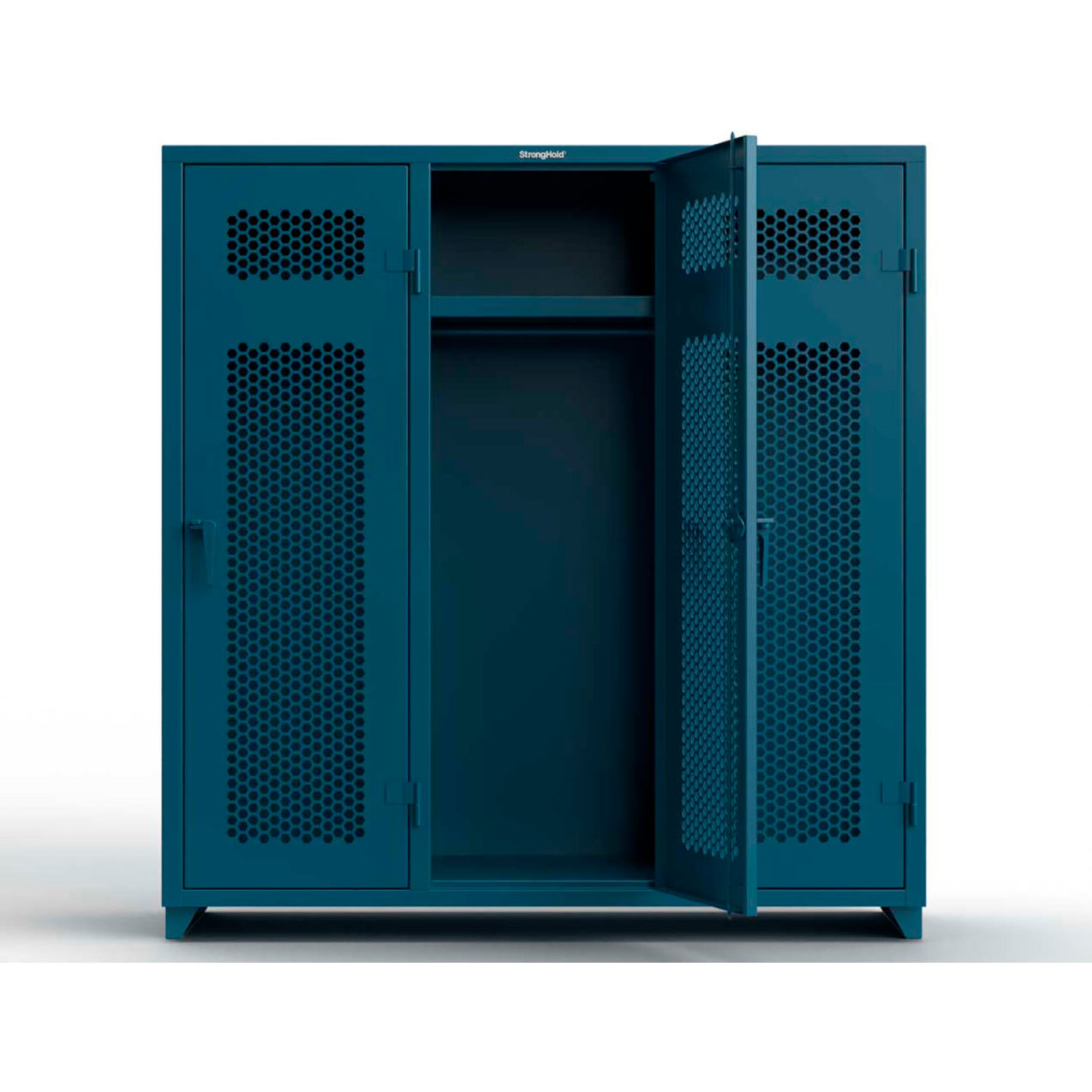 1-Tier 3 Door Extra HD Ventilated Locker, 72"W x 24"D x 75"H, Blue, Assembled
