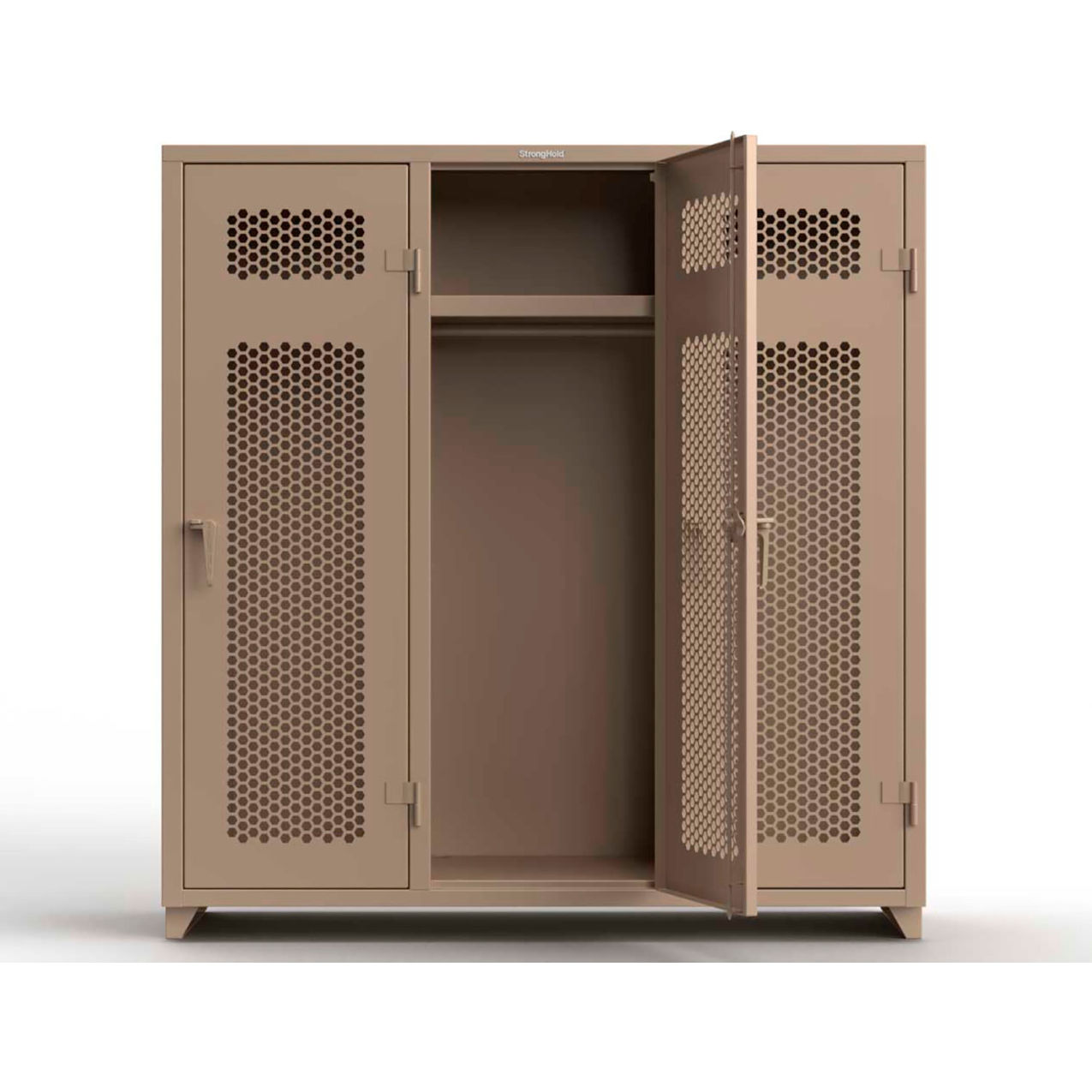 1-Tier 3 Door Extra HD Ventilated Locker, 72"W x 24"D x 75"H, Beige, Assembled