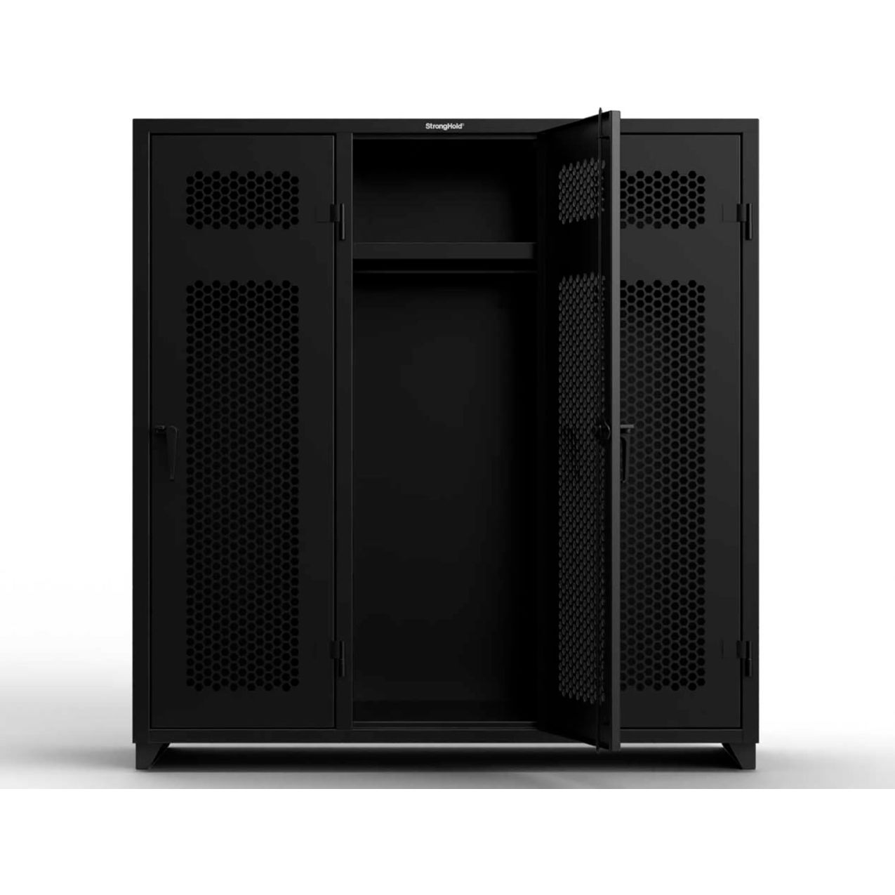 1-Tier 3 Door Extra HD Ventilated Locker, 72"W x 24"D x 75"H, Black, Assembled