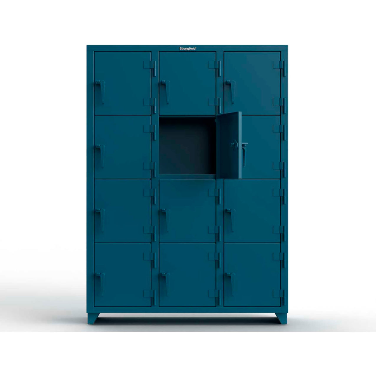4-Tier 12 Door Extra Heavy Duty Locker, 54"W x 18"D x 75"H, Blue, Assembled