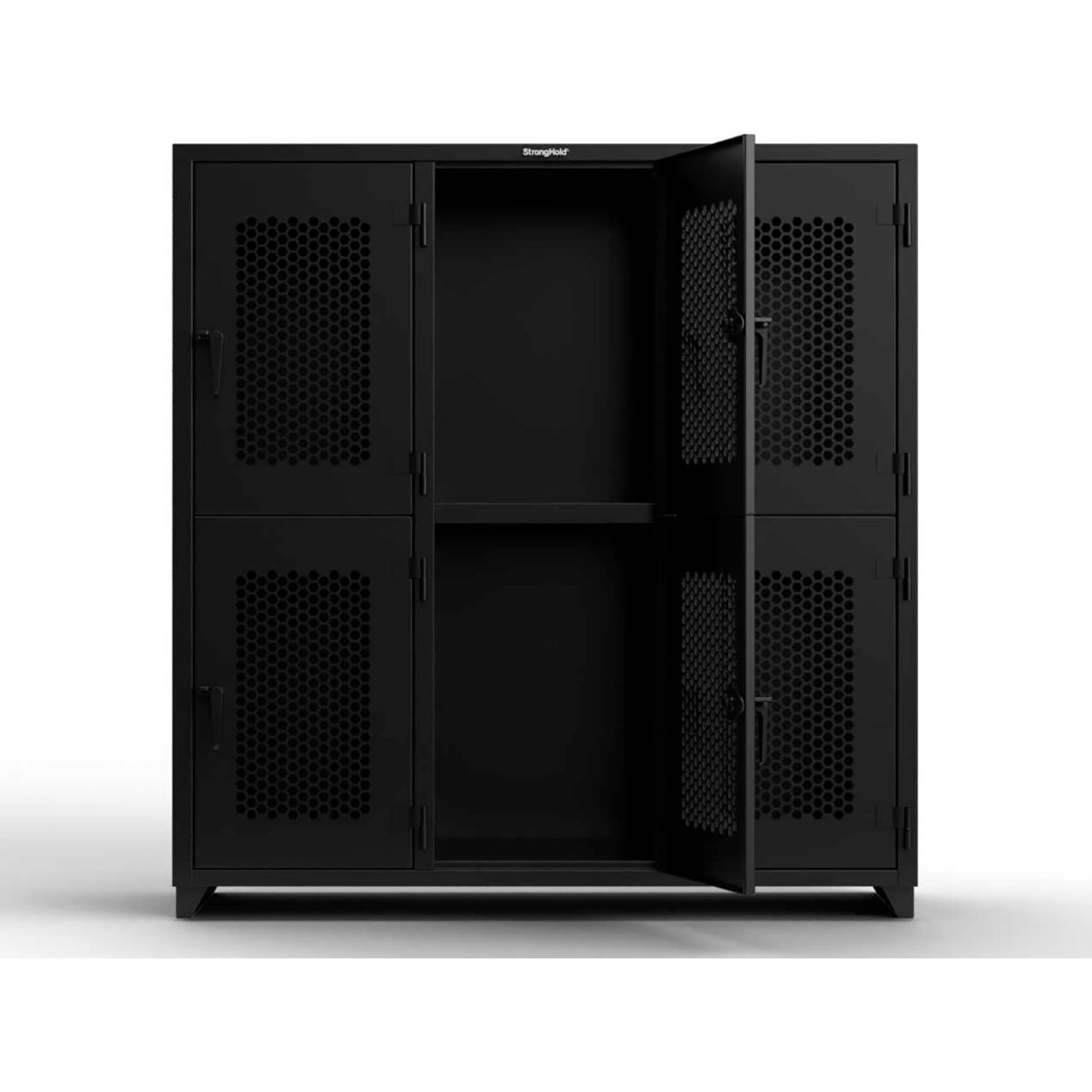 2-Tier 6 Door Extra HD Ventilated Locker, 72"W x 24"D x 75"H, Black, Assembled