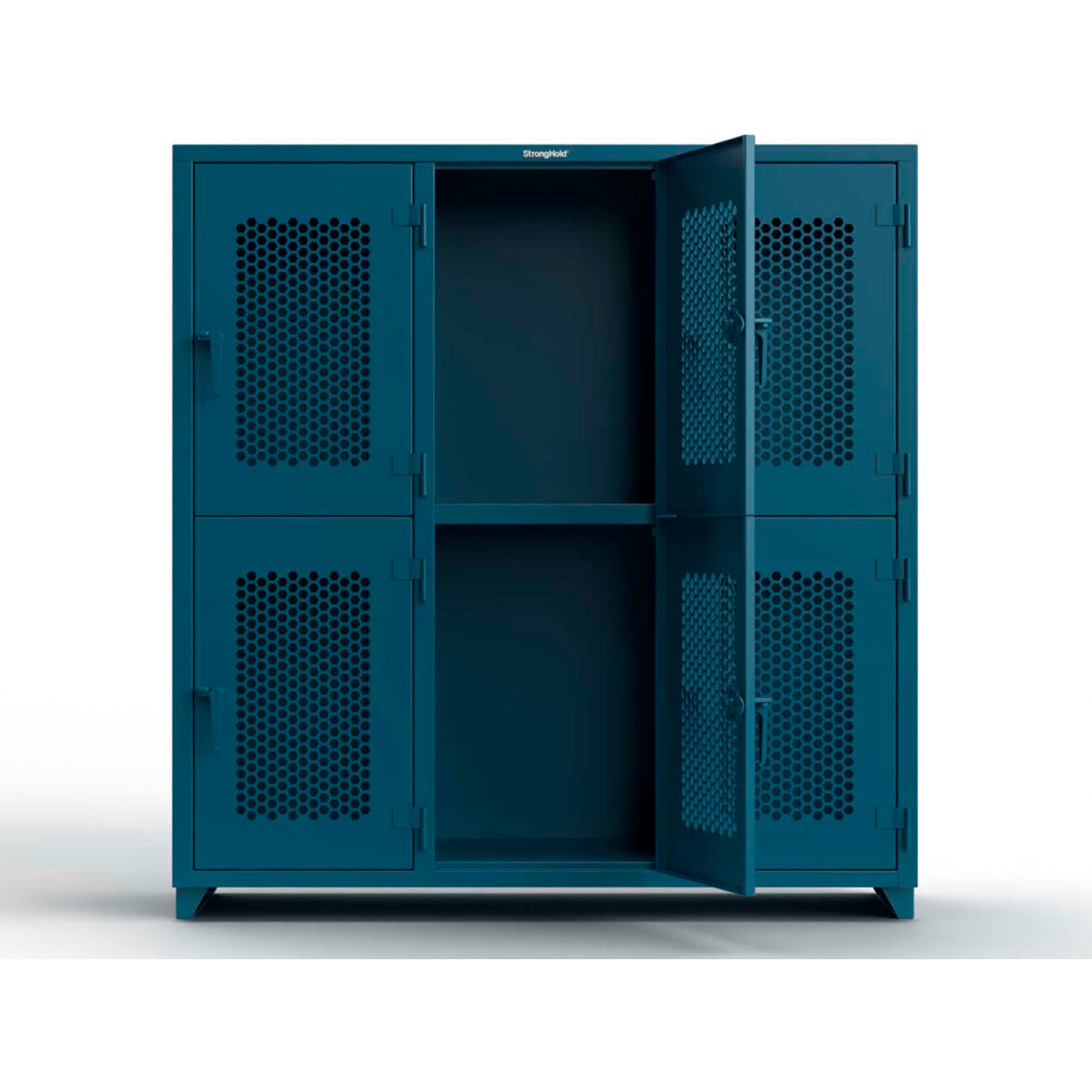 2-Tier 6 Door Extra HD Ventilated Locker, 72"W x 24"D x 75"H, Blue, Assembled