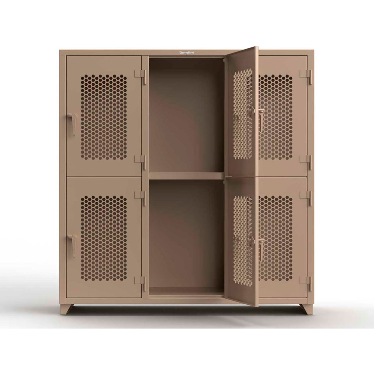 2-Tier 6 Door Extra HD Ventilated Locker, 72"W x 24"D x 75"H, Beige, Assembled