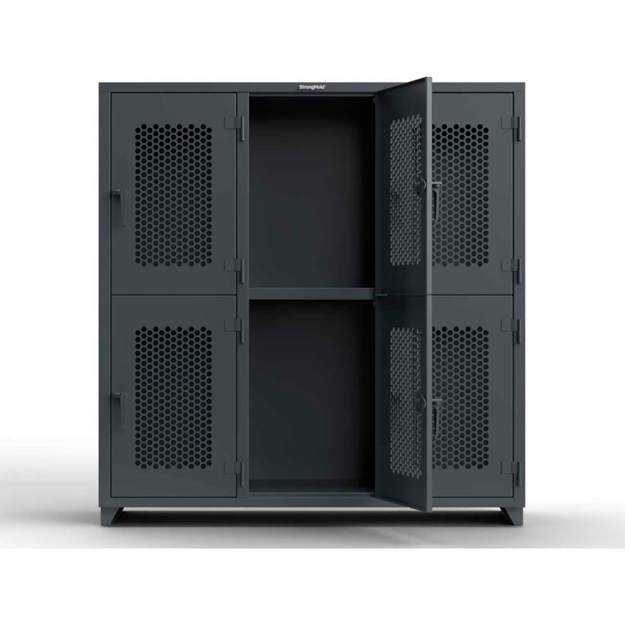 2-Tier 6 Door Extra Heavy Duty Ventilated Locker, 72" x 24" x 75", Dark Gray, Assembled