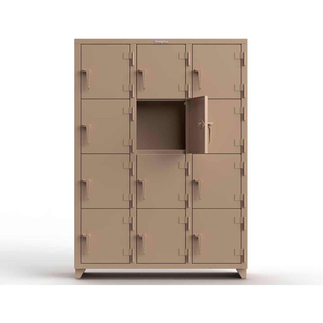 4-Tier 12 Door Extra Heavy Duty Locker, 54"W x 18"D x 75"H, Beige, Assembled