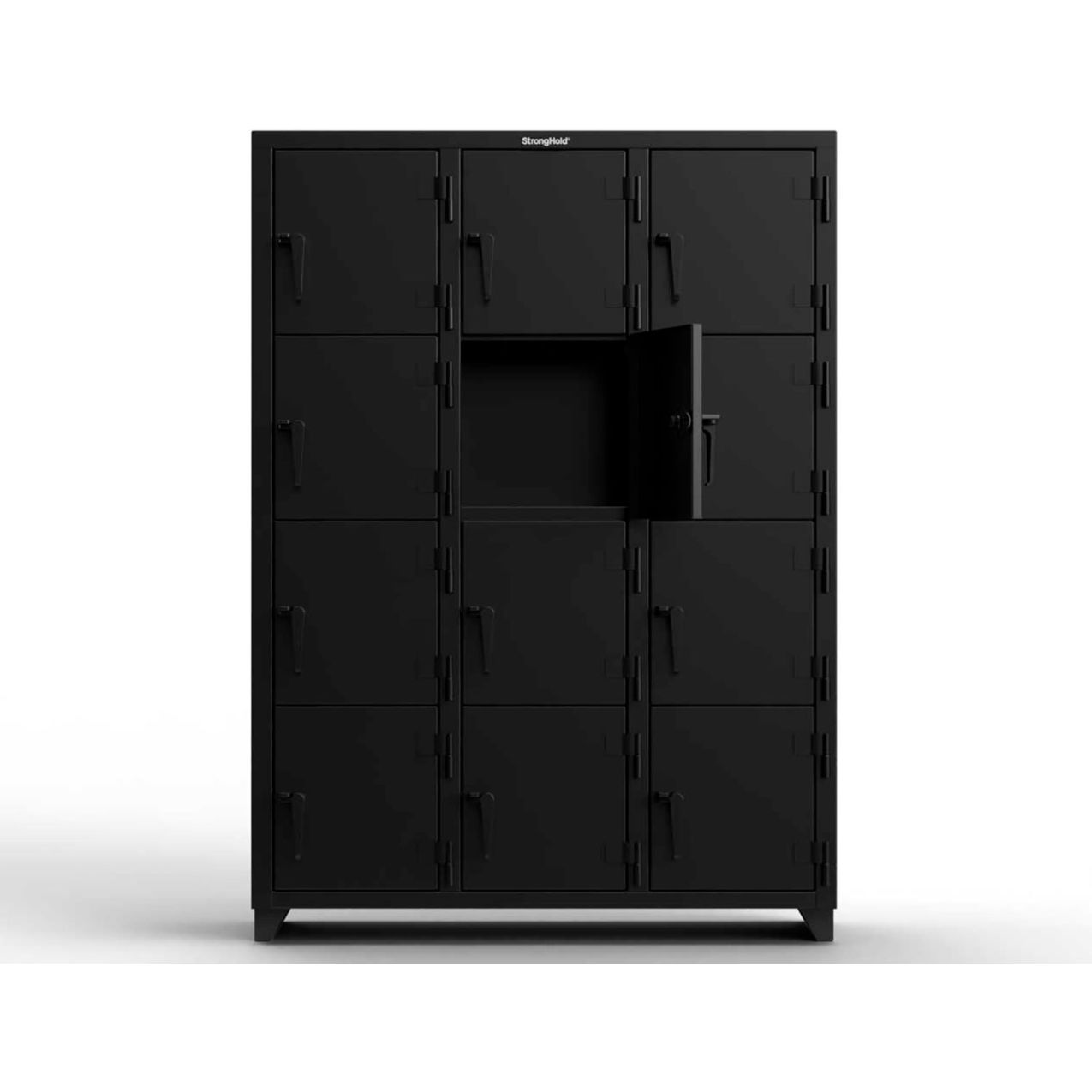 4-Tier 12 Door Extra Heavy Duty Locker, 54"W x 18"D x 75"H, Black, Assembled