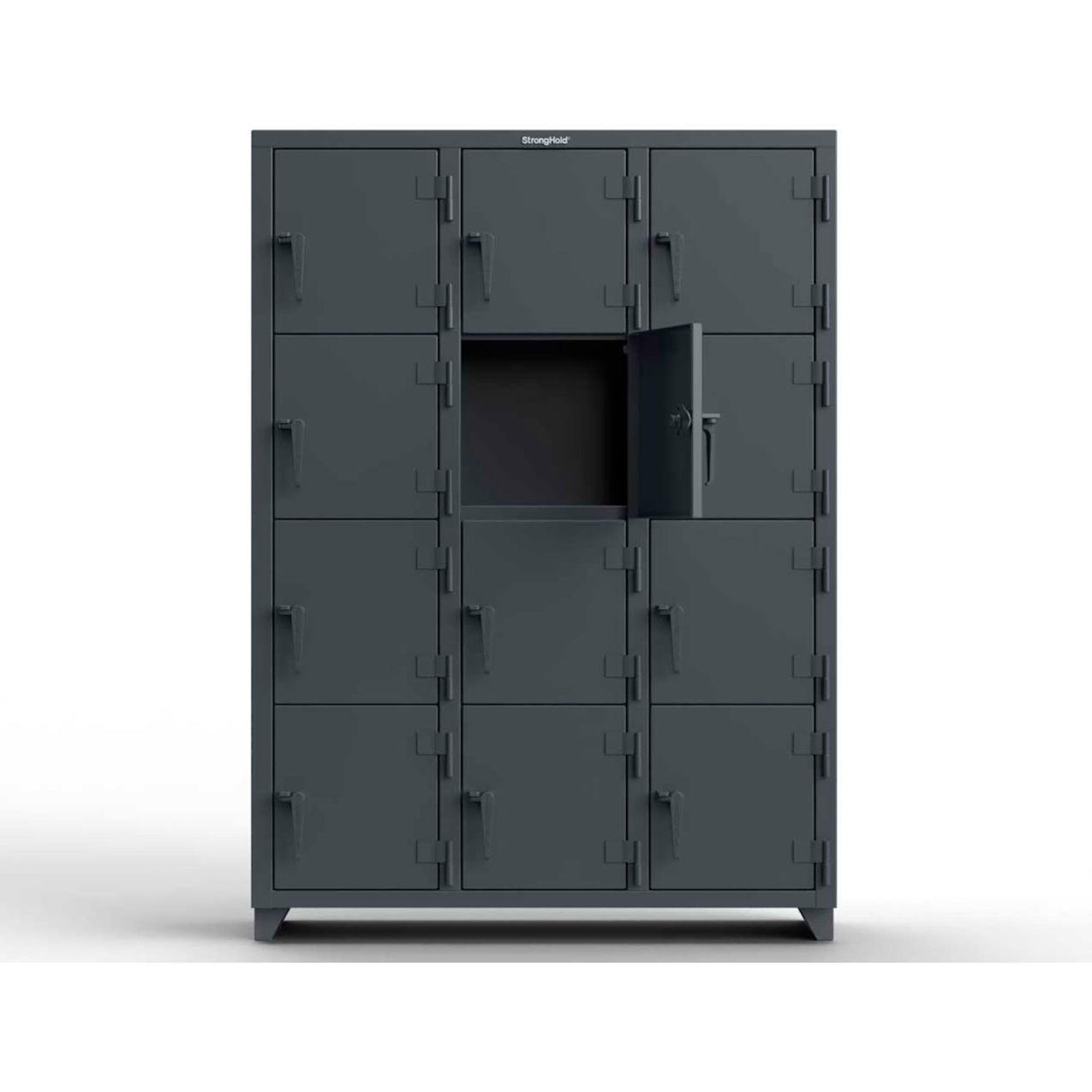 Strong Hold 4-Tier 12 Door Extra Heavy Duty Locker, 54"W x 18"D x 75"H, Dark Gray, Assembled