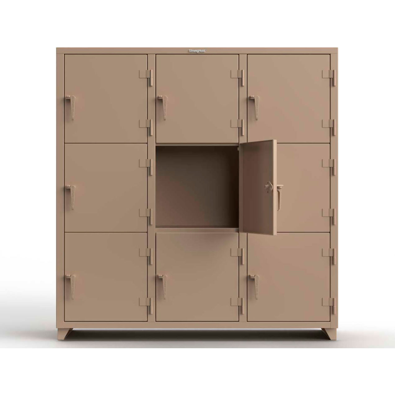 3-Tier 9 Door Extra Heavy Duty Locker, 72"W x 24"D x 75"H, Beige, Assembled