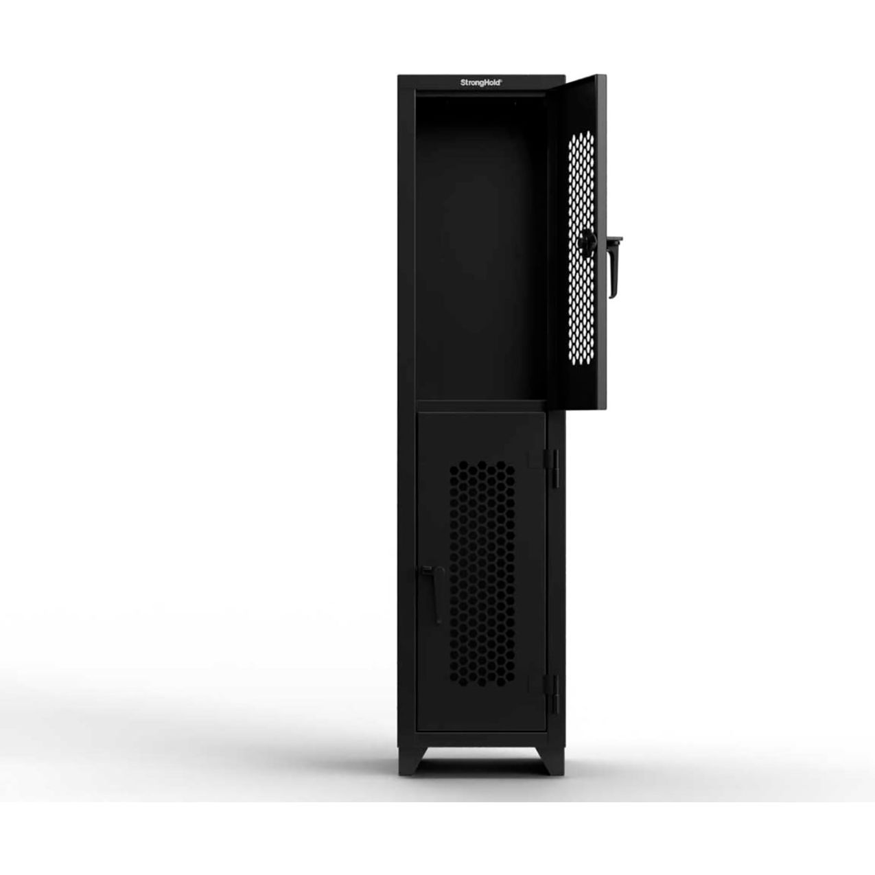 2-Tier 2 Door Extra HD Ventilated Locker, 18"W x 18"D x 75"H, Black, Assembled