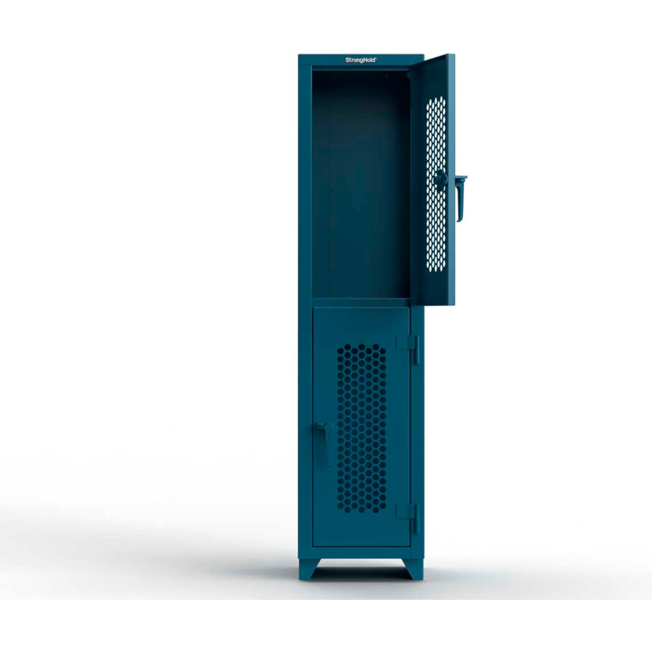 2-Tier 2 Door Extra HD Ventilated Locker, 18"W x 18"D x 75"H, Blue, Assembled