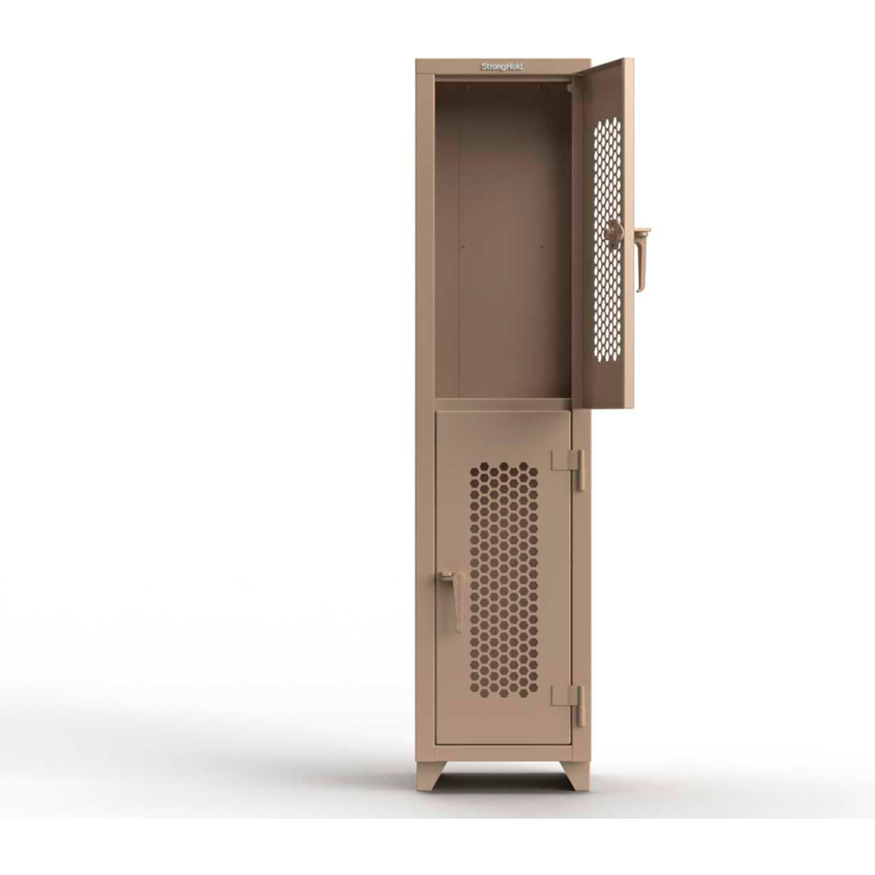 2-Tier 2 Door Extra HD Ventilated Locker, 18"W x 18"D x 75"H, Beige, Assembled