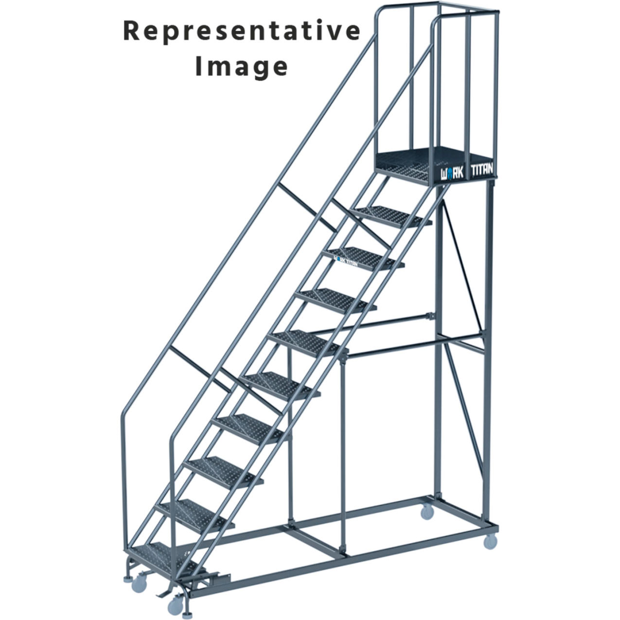 Work Titan 7 Step Heavy Duty Rolling Ladder, Perforated, 800 lb. Capacity